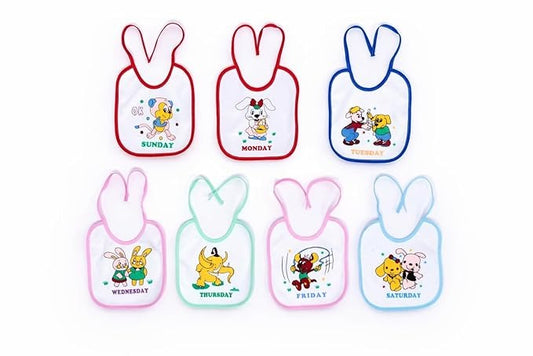 7 Pcs Baby Bib Set 0-24 Months | Soft Cotton Feeding Bibs Waterproof