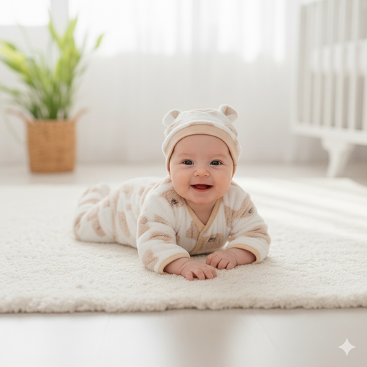 WooAttire Brown Baby Winter Set – 5-Piece Fleece Outfit (Newborn)