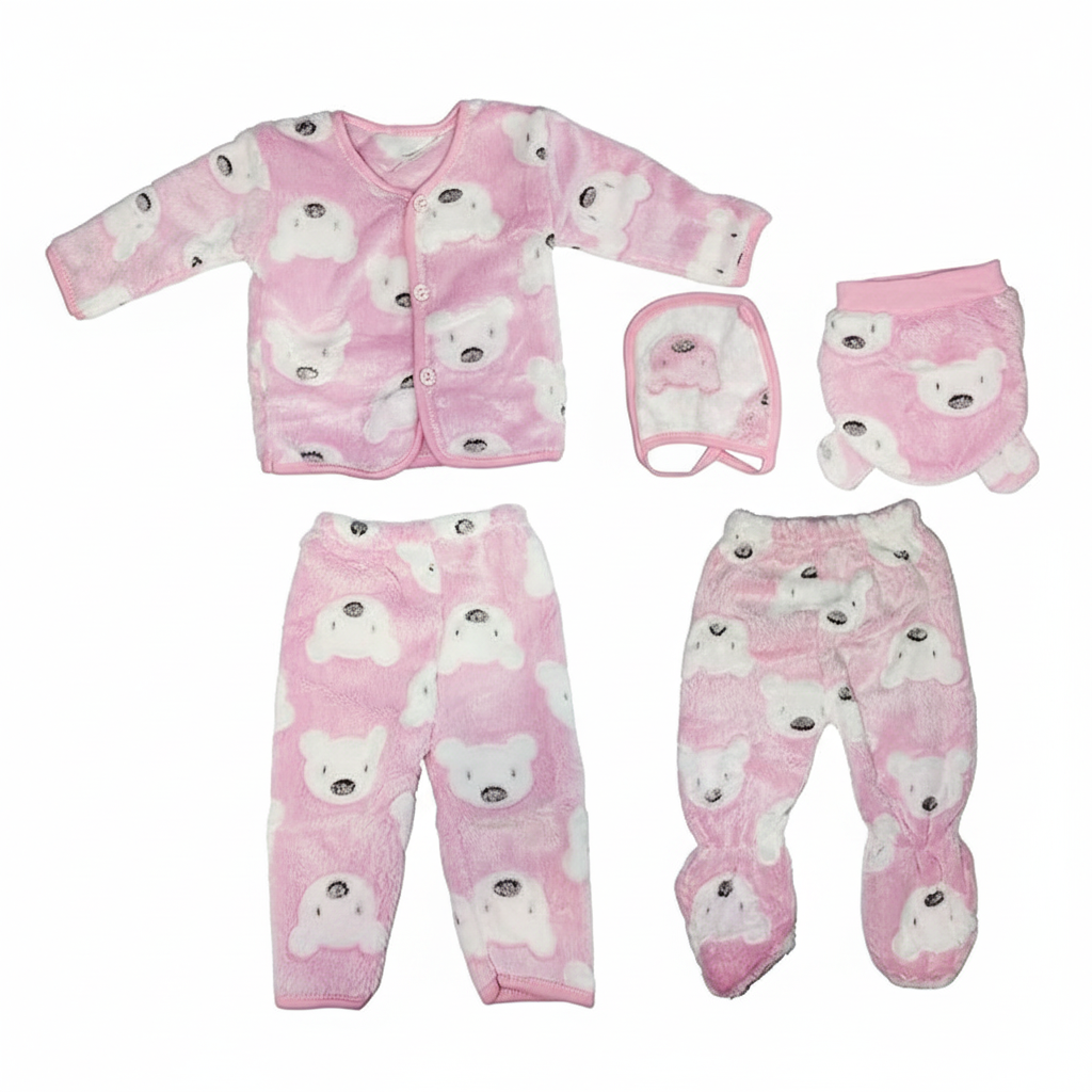 Newborn Baby Boy/Girl Winter Outfit – 5-Piece Warm Clothing Set by WooAttire