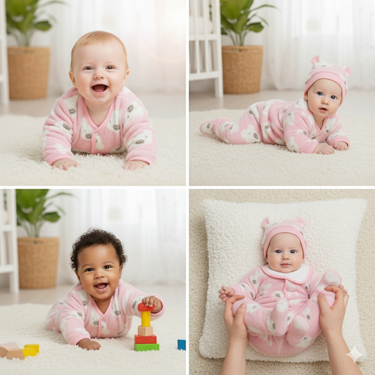 Baby Winter Set with Shirt, Pajamas, Bib & Beanie Cap – WooAttire Clothing