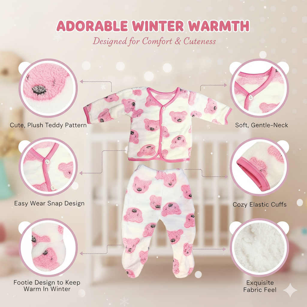 Soft Fleece White Winter Outfit for Newborn Baby Boys & Girls – WooAttire