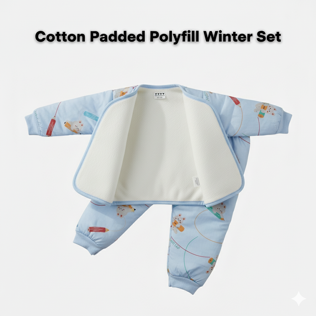 Soft Cotton Padded Blue Baby Night Suit – WooAttire Winter Wear