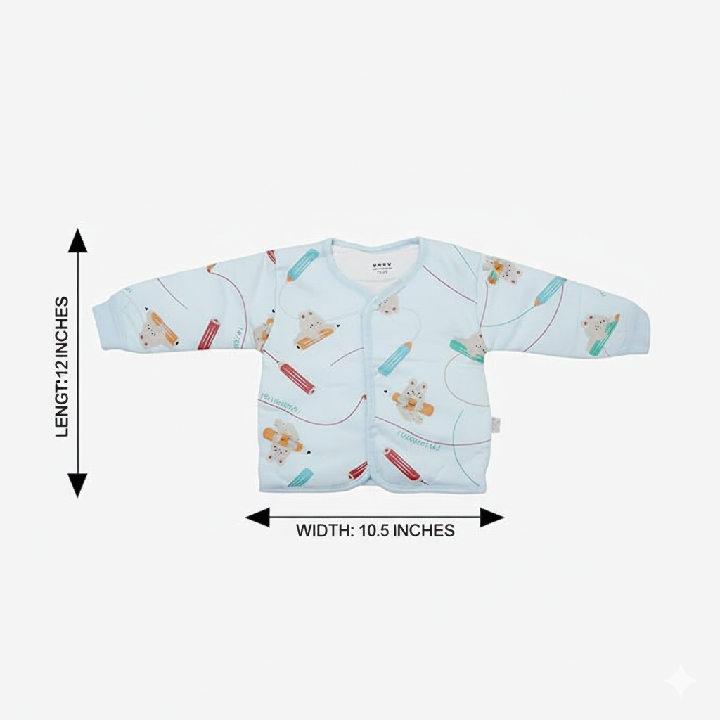 WooAttire Infant Winter Dress – Blue Cotton Padded Outfit for Babies