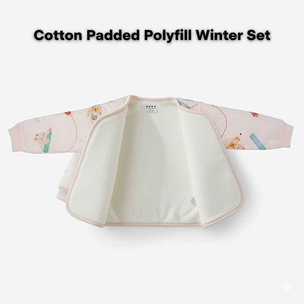 Newborn 2-Piece Pink Baby Winter Set with Warm Cotton Padding