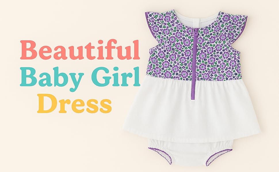 Stylish Floral Print Baby Girl Dress with Elastic Panty – WooAttire Infant Wear