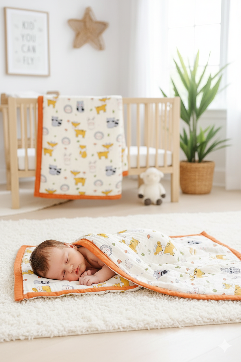 Soft Breathable Yellow Muslin Baby Blanket by WooAttire