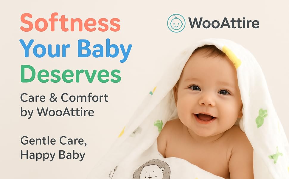 Softness That Loves Back – WooAttire 6-Layer Muslin Baby Wash Cloths