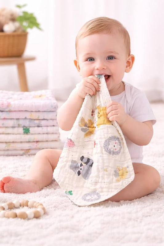Baby Muslin Cotton Handkerchief – Ultra Soft & Breathable Reusable Wipe Cloth | 25 x 25 cm | Pack of 2