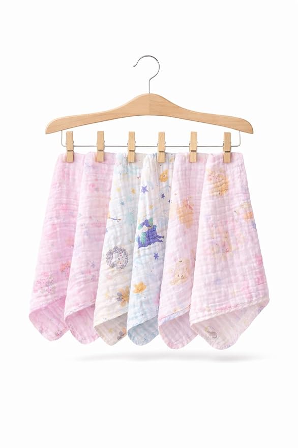 Baby Muslin Cotton Handkerchief – Ultra Soft & Breathable Reusable Wipe Cloth | 25 x 25 cm | Pack of 2