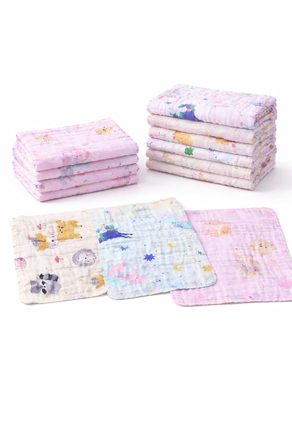 Baby Muslin Cotton Handkerchief – Ultra Soft & Breathable Reusable Wipe Cloth | 25 x 25 cm | Pack of 2