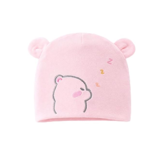 Baby Pink Bunny Ear Cotton Cap for Girls for 0–12 Months