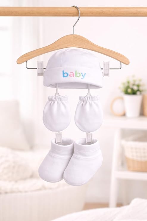 Baby Cap Mittens Socks Set 0-3 Months | Soft Cotton Newborn Essentials