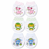 Baby Soft Cotton Mittens Pack of 3 | Newborn Anti Scratch Gloves | Cute Cartoon Design | 0-6 Months