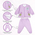 Baby outfit set with long-sleeve top and pants on a white background