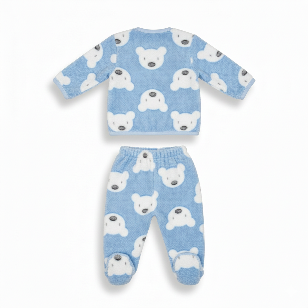 Closed Toe Pajama in Blue – Newborn Baby Winter Clothes 0–1 Month