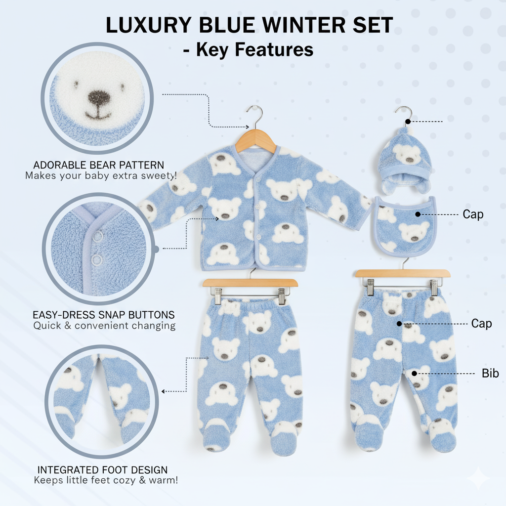 Matching Blue Baby Bib – WooAttire 5-Piece Winter Collection