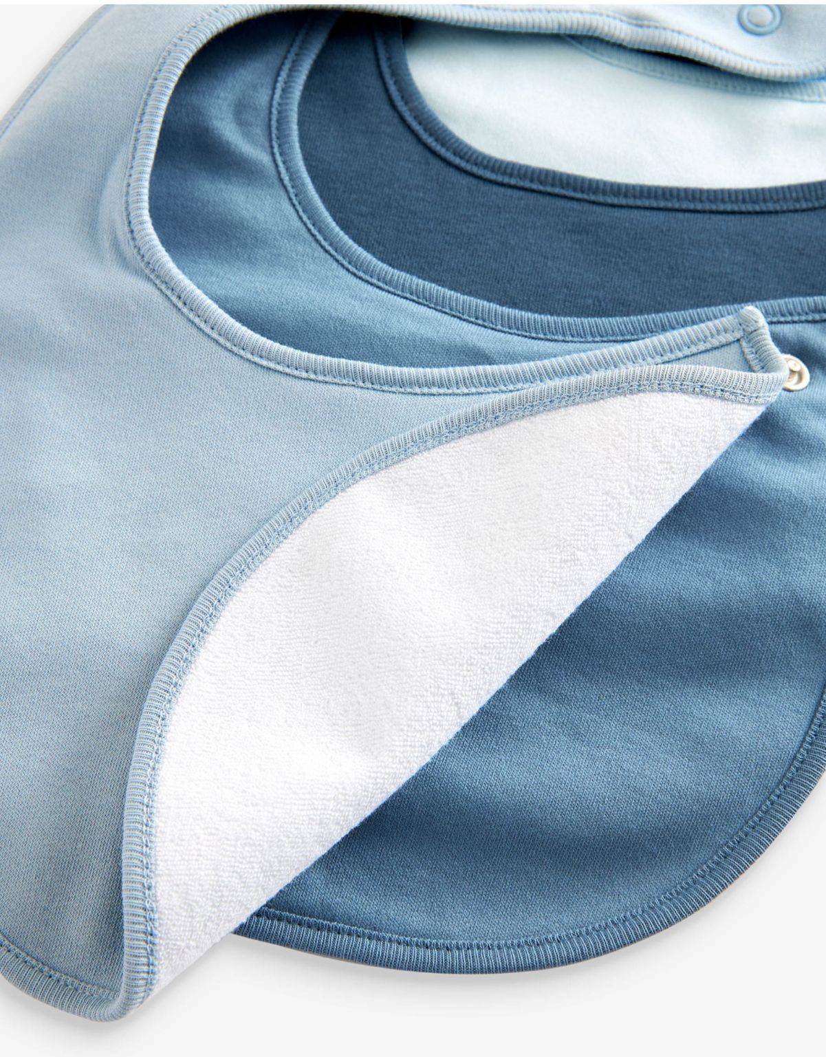 Blue Baby Dribble Bibs Pack of 5 | Soft Absorbent Feeding & Drool Bibs for Newborn Babies
