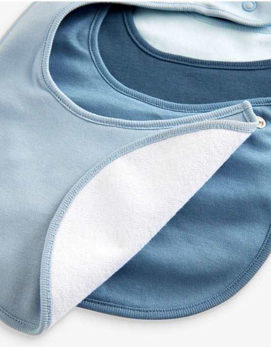Blue Baby Dribble Bibs Pack of 5 | Soft Absorbent Feeding & Drool Bibs for Newborn Babies