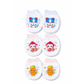 Four cartoon character stickers on a white background