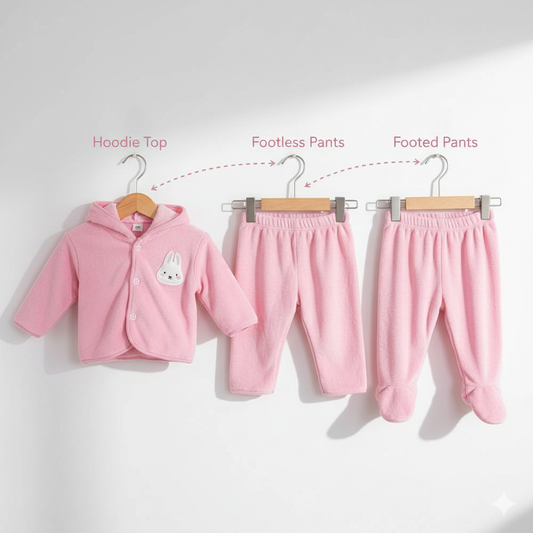 WooAttire Newborn Baby Winter Hoodie Suit – 3-Piece Set 0–1 Month