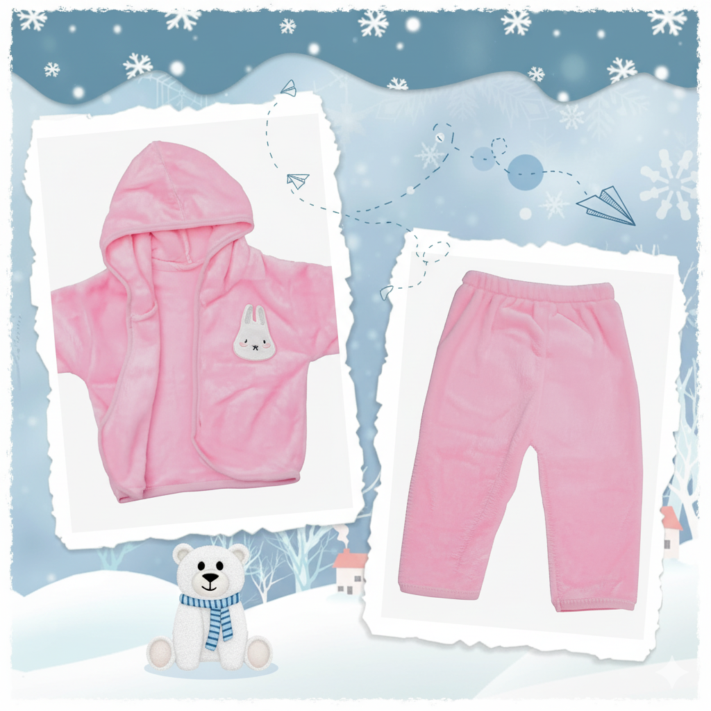 Soft Cotton Winter Dress for Newborns – 3-Piece Set