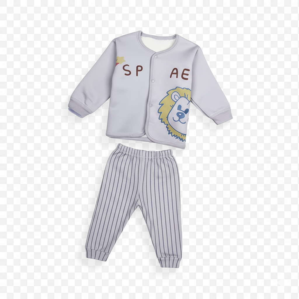 Warm and cozy newborn baby dress set with adorable print