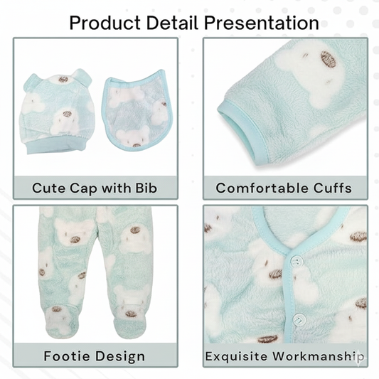 Cozy Green Baby Outfit for 0–1 Month – Winter Essentials Pack