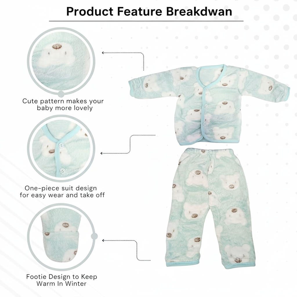 WooAttire Green Newborn Winter Dress – 5-Piece Unisex Baby Clothing