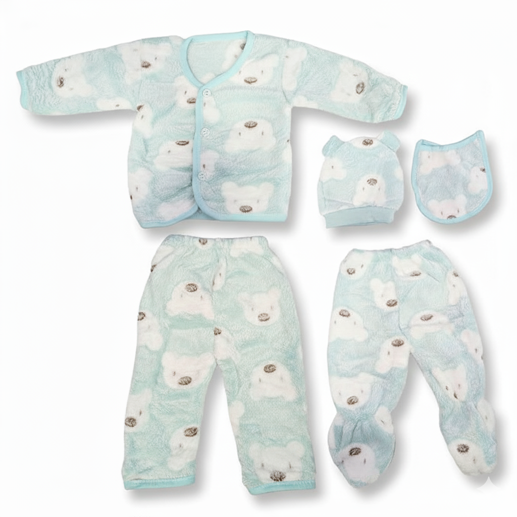 Warm and Comfortable Green Baby Winter Set for Newborn Boys & Girls