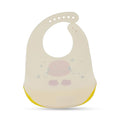 Baby bib with cartoon design on a white background