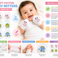 Baby Soft Cotton Mittens Pack of 3 | Newborn Anti Scratch Gloves | Cute Cartoon Design | 0-6 Months
