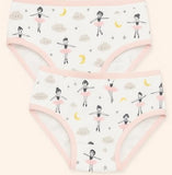 Pair of underwear with ballerina print on a white background