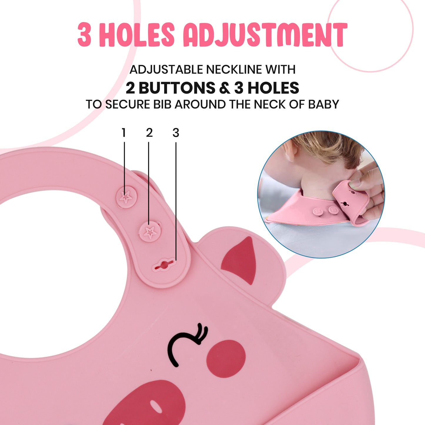 Adjustable Toddler Bib – Pink Silicone Baby Bib