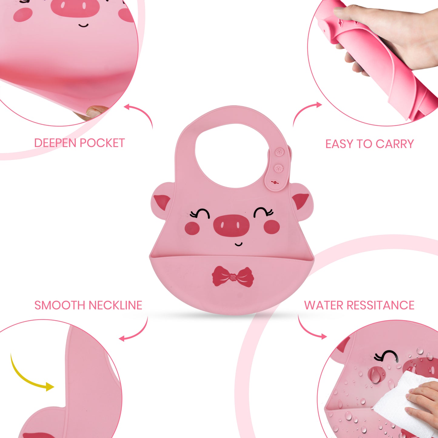 Reusable Waterproof Baby Bib – Pink WooAttire
