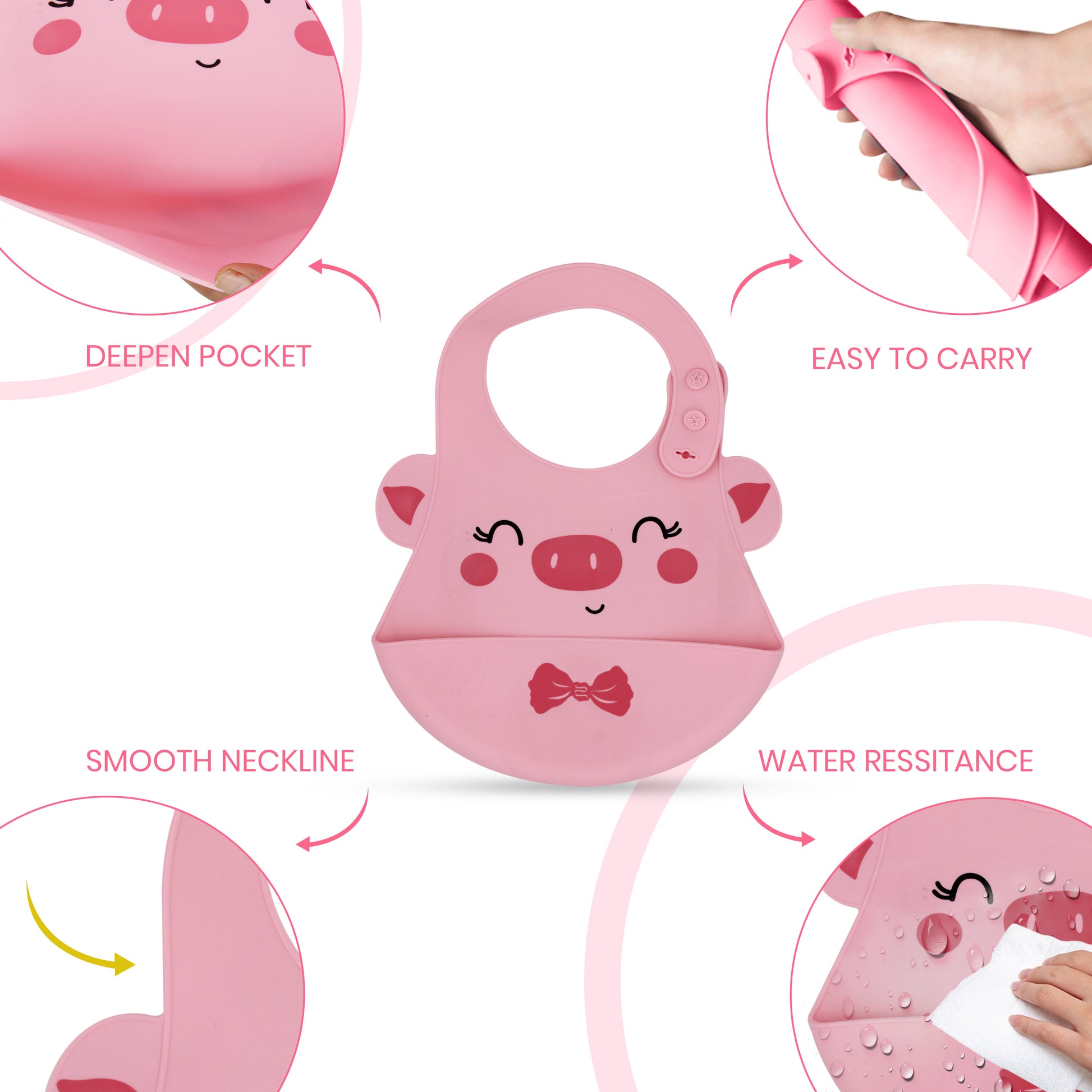 Reusable Waterproof Baby Bib – Pink WooAttire