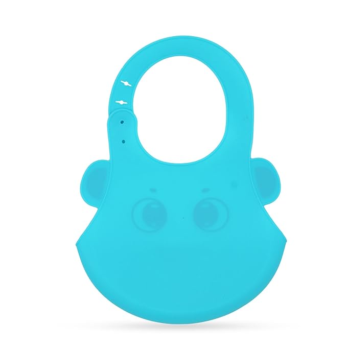 Blue silicone bib on a white background