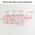 WooAttire Newborn Baby White 5-Piece Winter Set – Soft Fleece Outfit (0–1 Month)