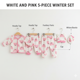 WooAttire Newborn Baby White 5-Piece Winter Set – Soft Fleece Outfit (0–1 Month)