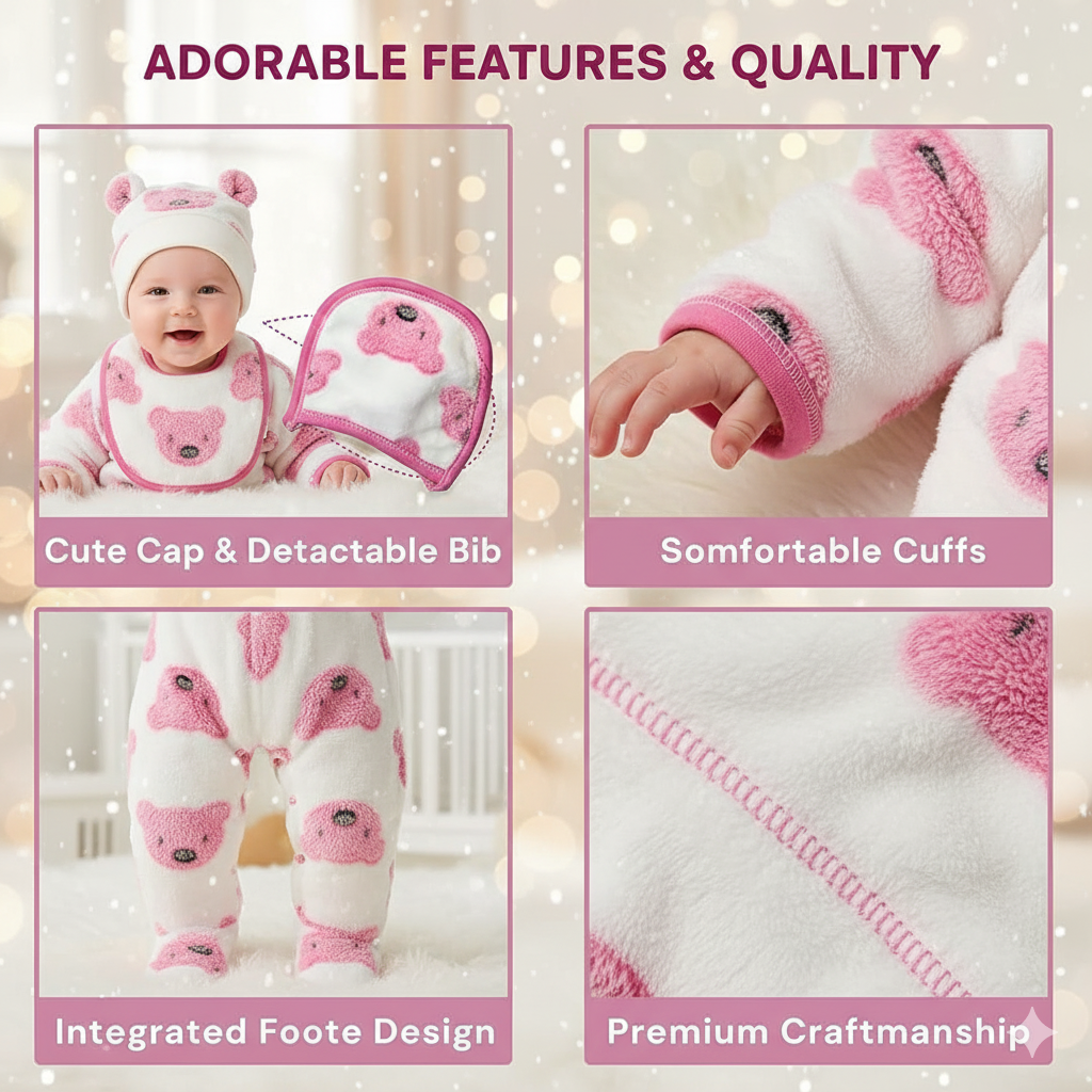 Unisex Baby White Winter Set – Premium 5-Piece Outfit for Newborns