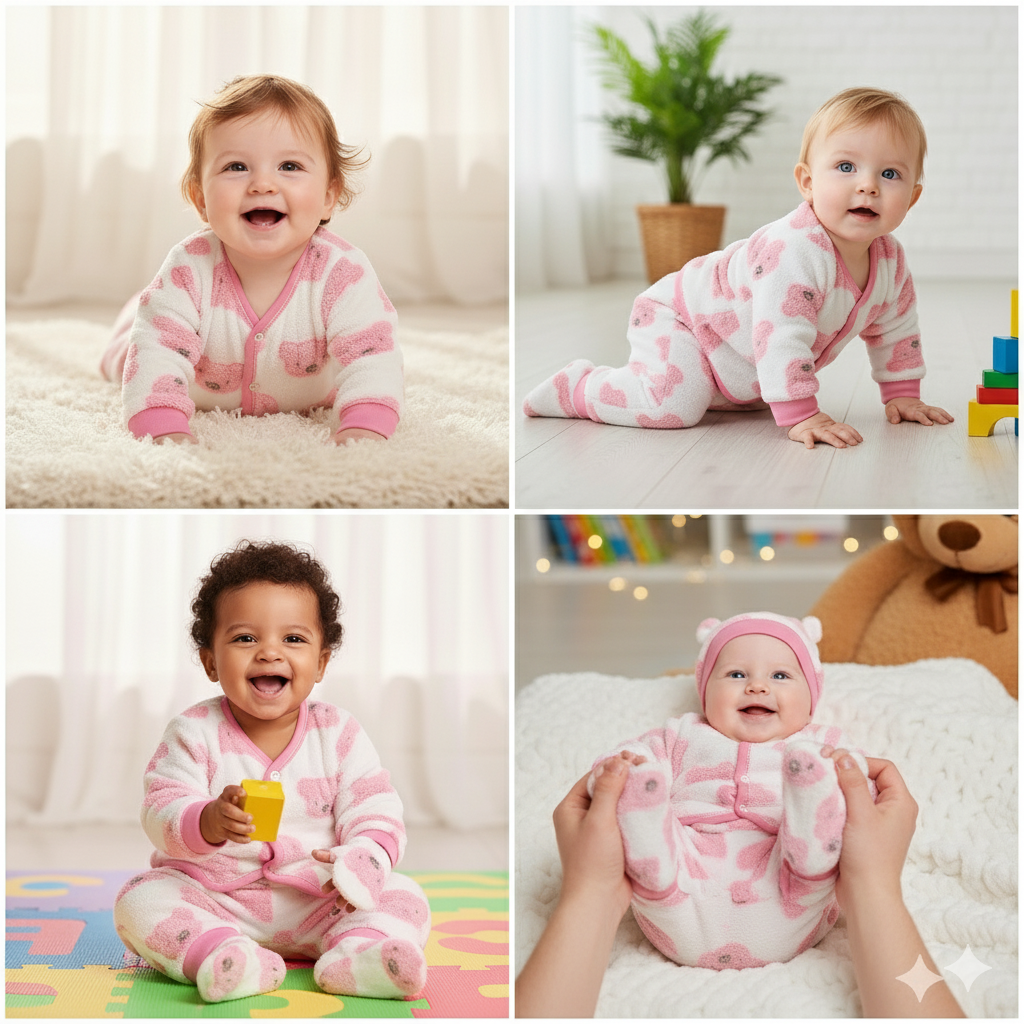 Infant White Winter Clothing Set – Cozy 5-Piece Outfit for Newborns