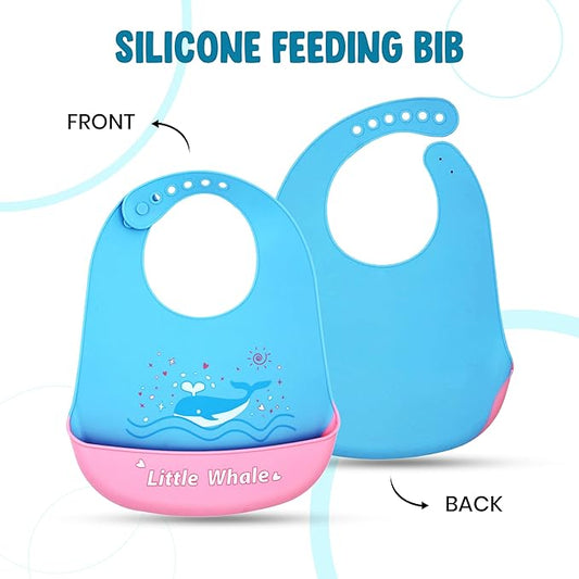 Waterproof Feeding Bib for Babies – Aqua Blue WooAttire