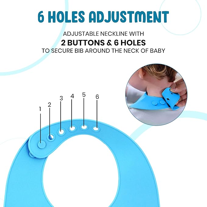 WooAttire Adjustable Silicone Baby Bib – Easy to Clean
