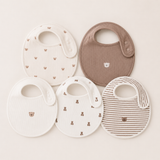 Baby Drool & Feeding Bibs Pack of 5 with Snap Button Closure