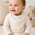 Cream Muslin Baby Dribble Bibs Pack of 3 | Soft Cotton Feeding Bib for Newborn & Infants