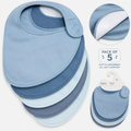 Blue Baby Dribble Bibs Pack of 5 | Soft Absorbent Feeding & Drool Bibs for Newborn Babies