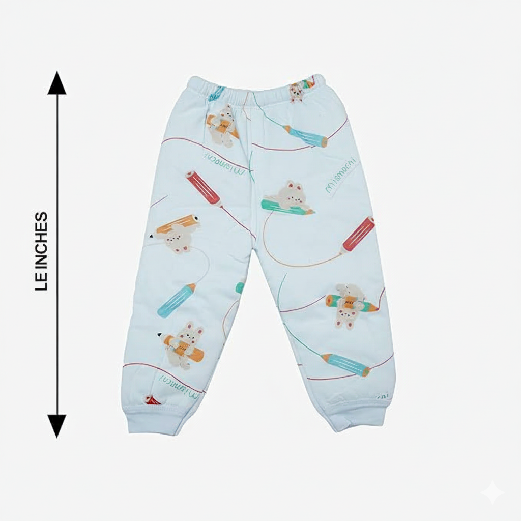 Comfortable Blue Cotton Night Dress for Babies with Elastic Waistband
