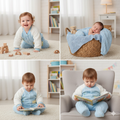 WooAttire Round Neck Unisex Winter Romper in Blue – 0–1 Month Baby Outfit