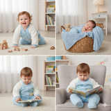 WooAttire Round Neck Unisex Winter Romper in Blue – 0–1 Month Baby Outfit