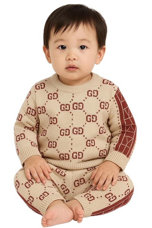 WooAttire Brown Woollen Sweater & Pant Set for Babies