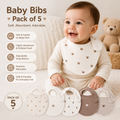 Baby Drool & Feeding Bibs Pack of 5 with Snap Button Closure